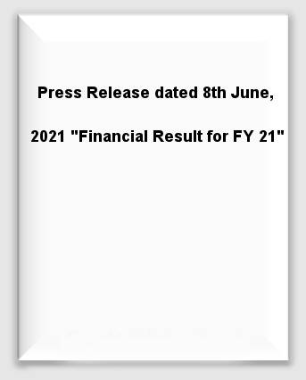 Press Release Dated 31st May, 2021